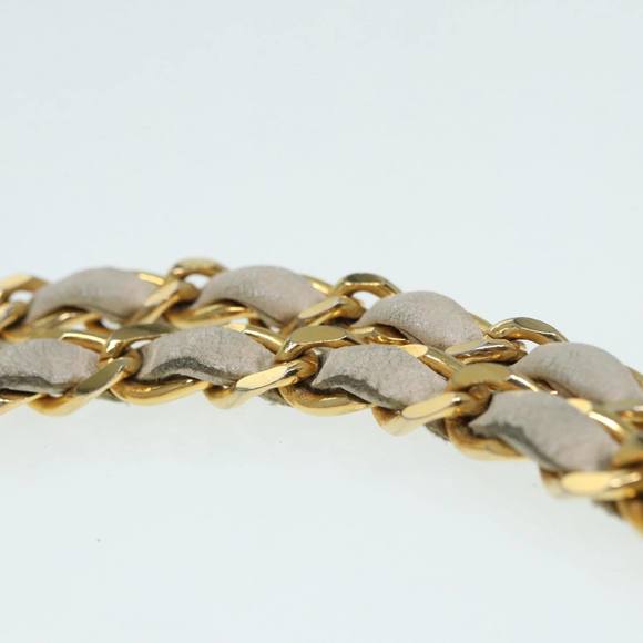 CHANEL V Stitch Chain Hand Bag Leather White CC Auth yk14103 - Picture 7 of 16